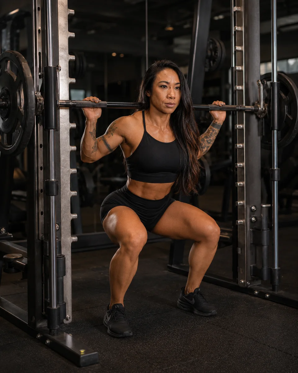 Kaka executando agachamento no Smith machine